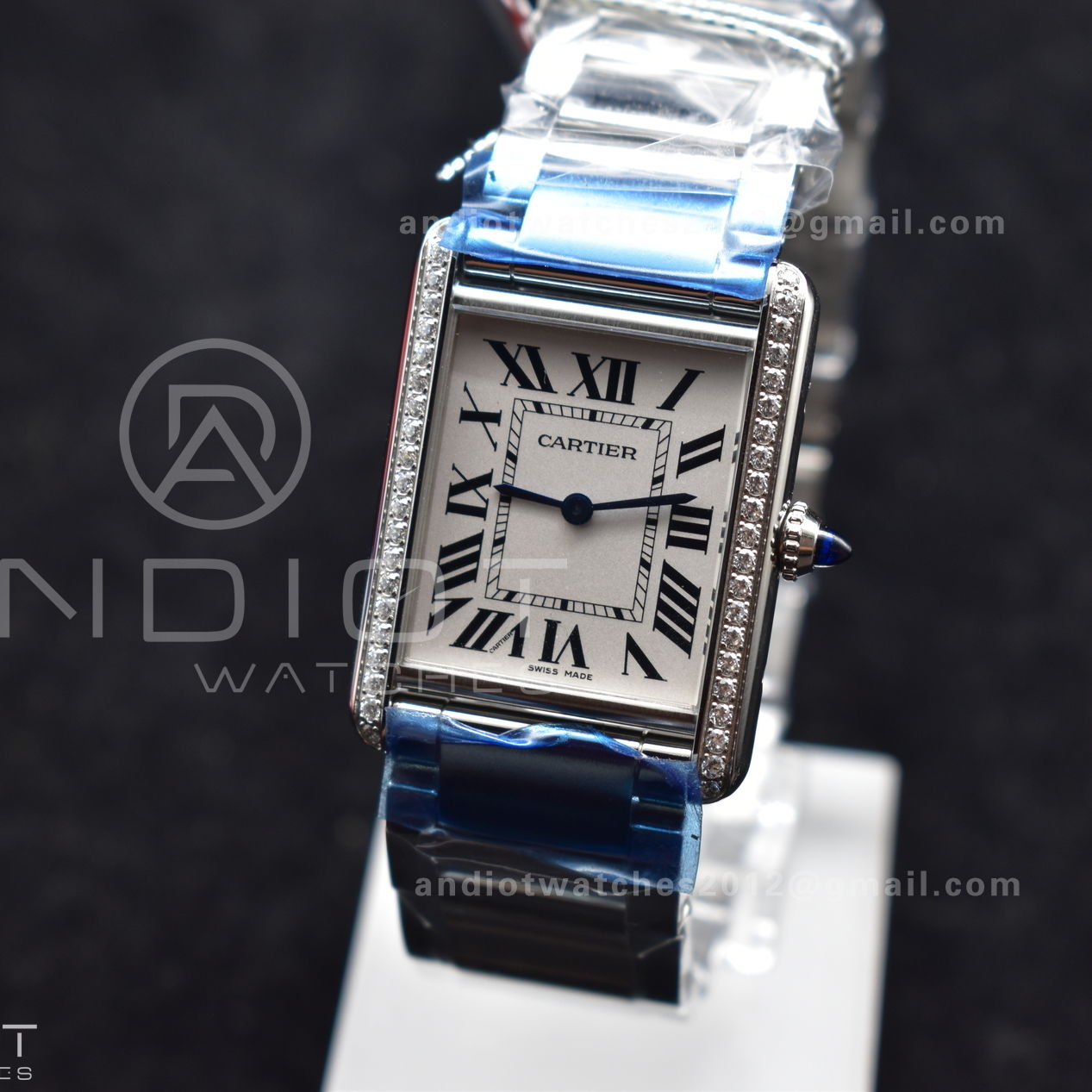 Tank Solo 27.5mm K11F SS White Dial With Diamond Bezel On SS Bracelet Ronda Quartz